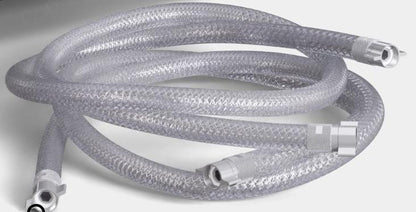 Clear braided PVC hose with metal fittings for Thermo CT2 Chiller (Refurbished), featuring reinforced transparent tubing and industrial-grade connectors, designed for optimal water circulation and temperature control in ice bath systems