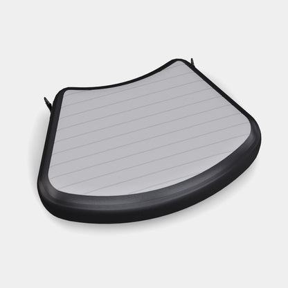 PRO Barrel Step: Inflatable curved step with non-slip rubber grip top in grey with black borders, designed for safe ice bath entry. Features ribbed surface pattern and durable PVC construction.