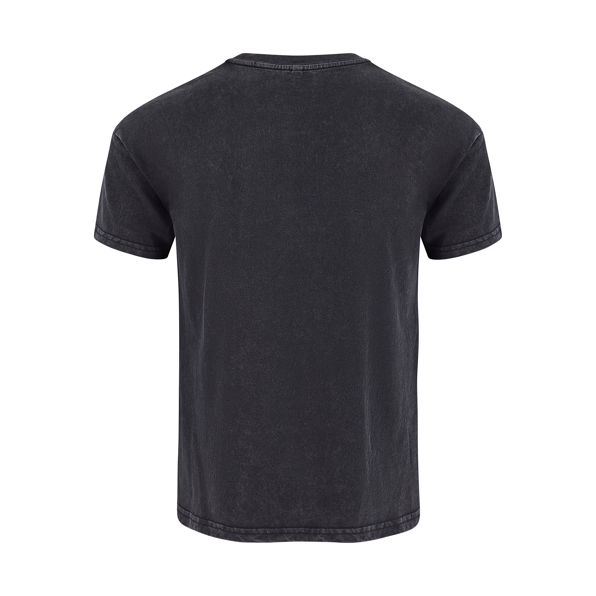 Womens LUX T-Shirt Black Wash featuring a classic crew neck design in vintage black wash finish, shown from back view, displaying premium cotton construction with subtle texture and weathered appearance for a casual, lived-in look