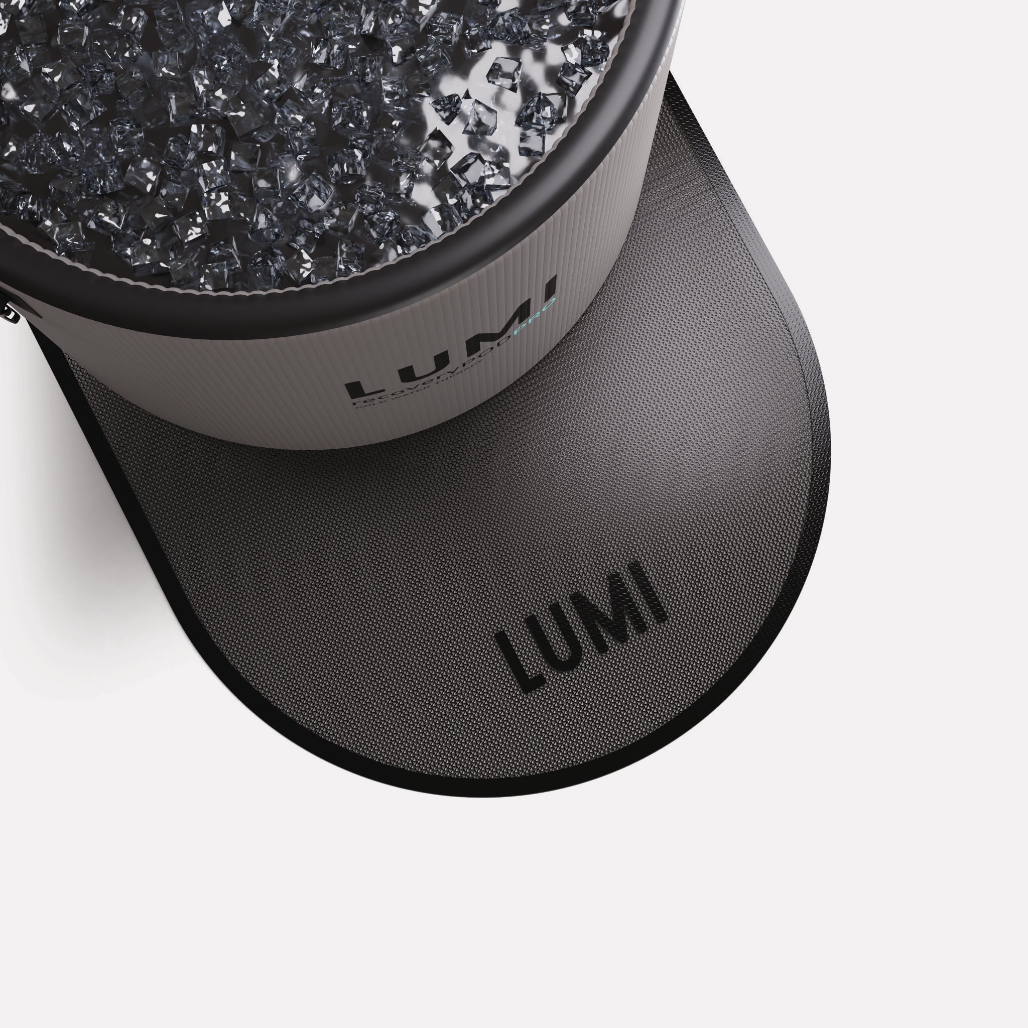 LUMI Ice Bath Floor Mat with non-slip rubber surface and breathable mesh reinforcement under ice bath tub edge